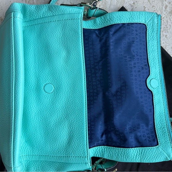 Kate Spade Teal Blue Green Fold Over Messenger Bag Crossbody Handbag w/ Dustbag - Picture 7 of 10